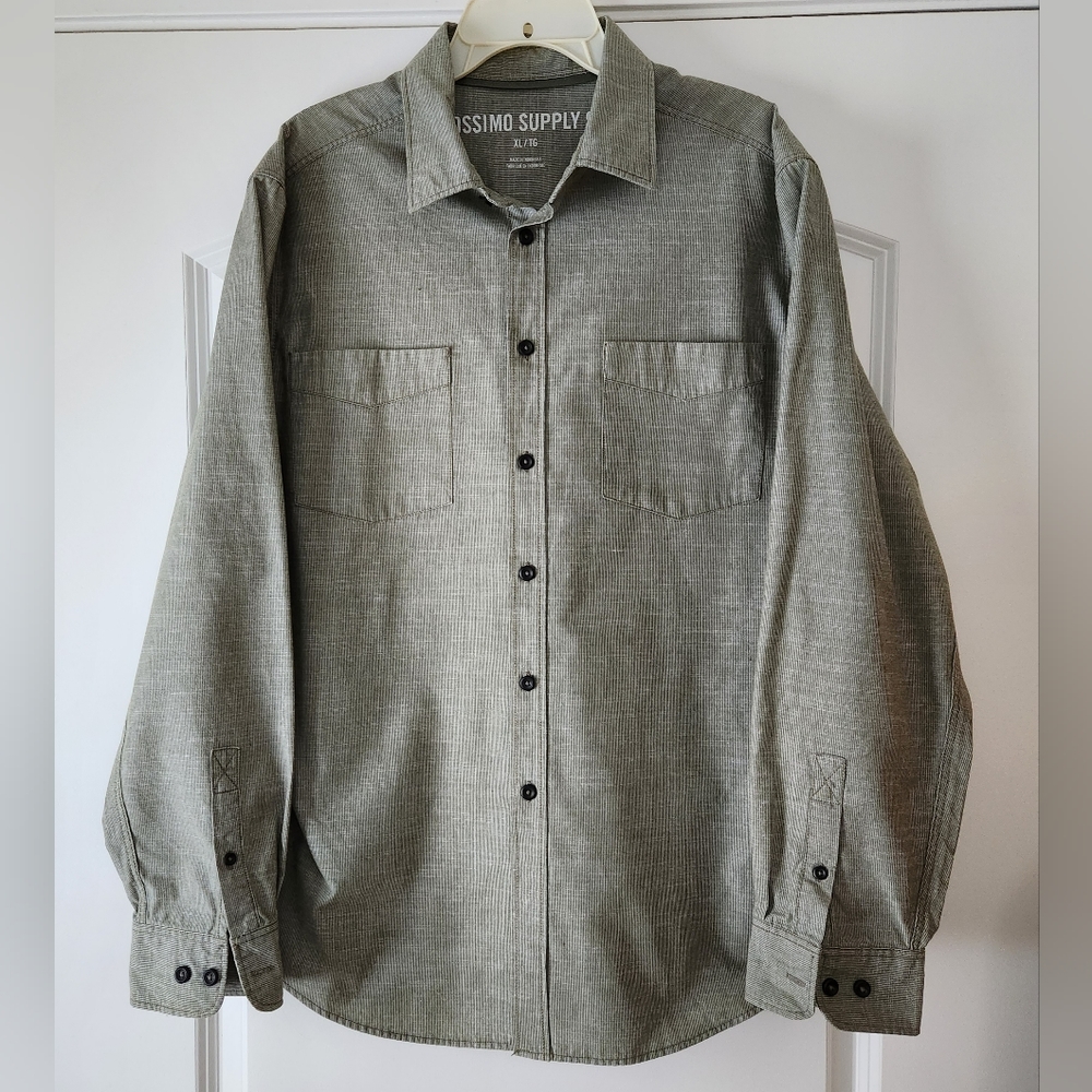MEN'S MOSSIMO SUPPLY CO. KHAKI GREEN LONG SLEEVE SHIRT SIZE XL
